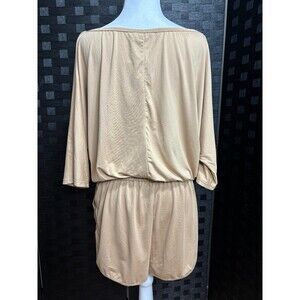 Ninexis Shorts‎ Romper Womens XL NWT Tan 3/4 Sleeve Casual Clean Girl Classic